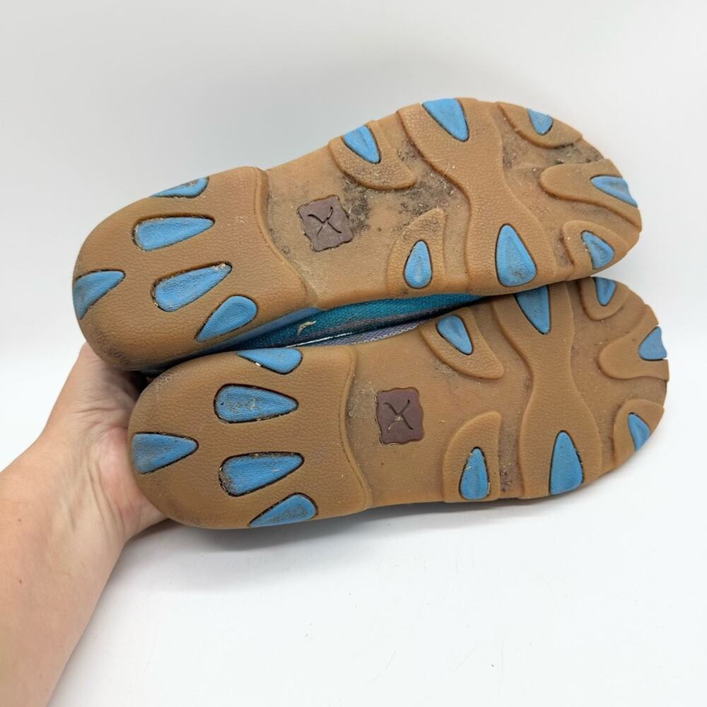 Twisted X‎ Wild Blue Yonder Canvas Driving Moc Lace Up Boat Shoe Womens Size 10 - Picture 10 of 12